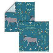 Folk Moose panel - retro candy colorway