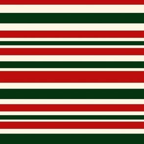 Retro Christmas Red and Green Horizontal Stripes 