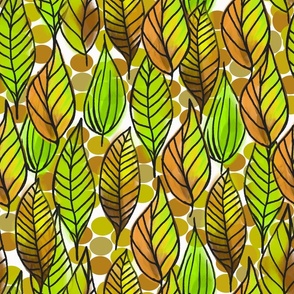 CT2515 Green and Gold Watercolor Leafs