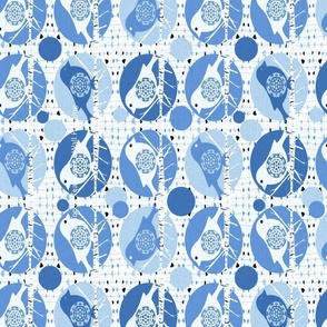 little birds in winter Blue