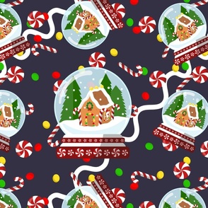 Gingerbread House Snowglobes 8x8