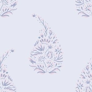 delicate floral paisley teardrop block print // pastel on dove grey