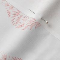 delicate floral paisley teardrop block print // salmon pink on white