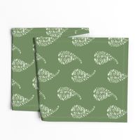 delicate floral paisley teardrop block print // grass green ground