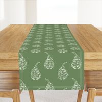 delicate floral paisley teardrop block print // grass green ground