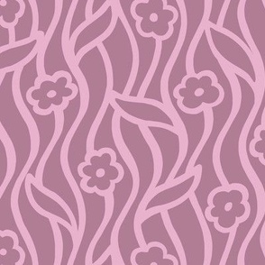Moody modern flowers with wavy stripes - Mauve colors - Medium