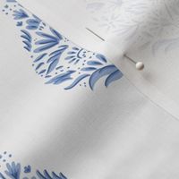 delicate floral paisley teardrop block print // delft blue on white