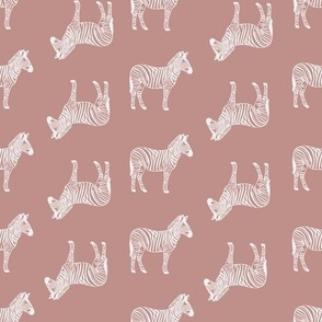 Simple zebra line art pattern in white and mauve