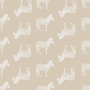 Simple zebra line art pattern in white and beige (large)