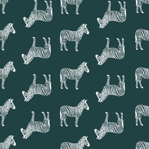 Simple zebra line art pattern in white and dark green (large)