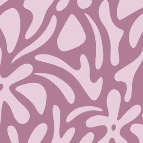 Modern minimal floral and abstract shapes in mauve purple - Large scale