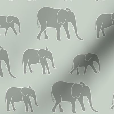 African Elephant Parade in greens (large)