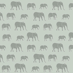 African Elephant Parade in greens (large)