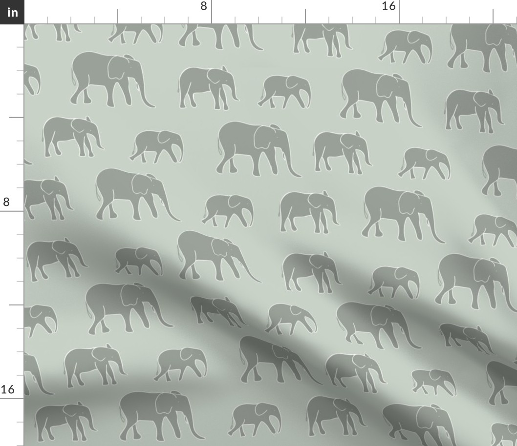 African Elephant Parade in greens (large)