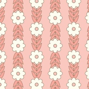 Groovy Retro Stacked Floral Flowers-salmon peach orange