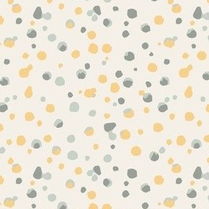 Watercolor dots and blotches on yellow