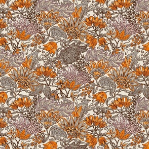 Saffron kalamkari Indian floral (small)