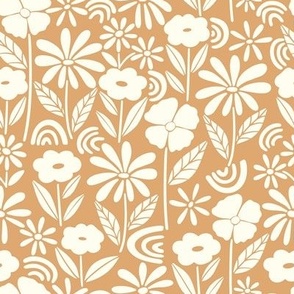 Ditsy Funky Floral-gold brown