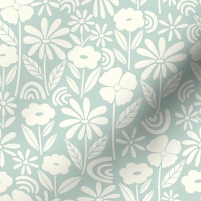 Ditsy Funky Floral-mint turquoise