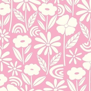 Ditsy Funky Floral-Pink magenta