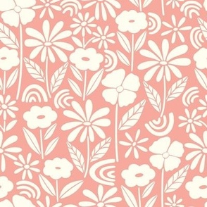 Ditsy Funky Floral-Salmon pink