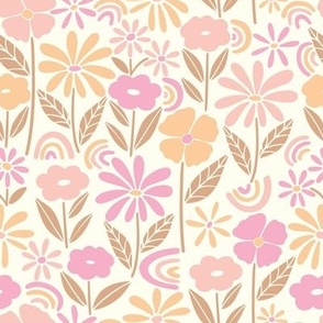 Ditsy Funky Floral-pink and orange