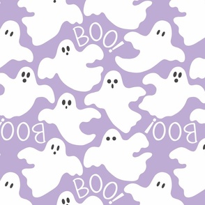 BOO! Spooky Pastel Purlple and White Ghost