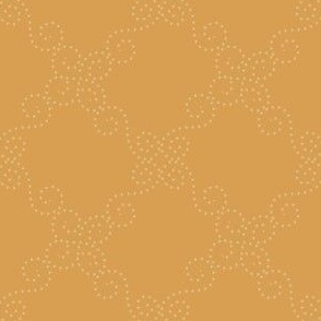Swirly dots in autumn folk gold