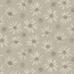 summer's end helianthus floral XL scale neutral french grey by Pippa Shaw