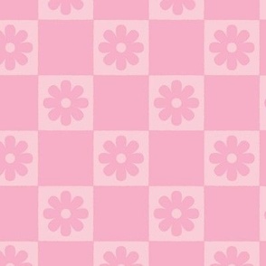 Checkerboard Daisies Pink