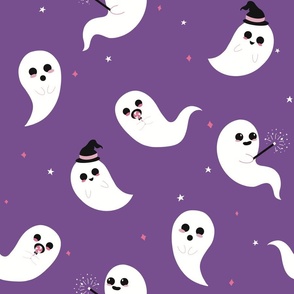 Magical and Witchy Kawaii Ghosts Halloween Print