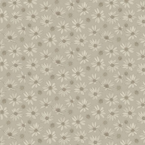 summer's end helianthus floral L scale neutral french grey by Pippa Shaw