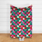 LARGE • Abstract Retro Christmas Drops in Crimson Red, Pink, Green #abstractgeometry #Retrochristmas