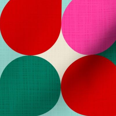 LARGE • Abstract Retro Christmas Drops in Crimson Red, Pink, Green #abstractgeometry #Retrochristmas