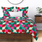 LARGE • Abstract Retro Christmas Drops in Crimson Red, Pink, Green #abstractgeometry #Retrochristmas