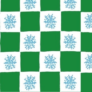 Checkerboard with Snowflake green large