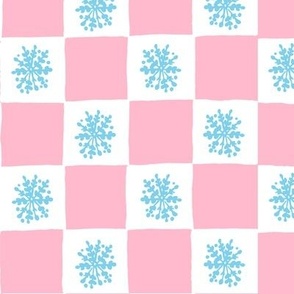 Checkerboard w snowflake pink-blue large
