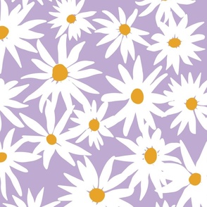 Dakota Daisy Maxi Jumbo - White & Yellow On Lilac Lavender