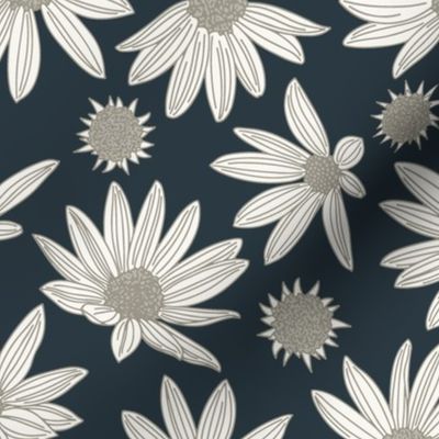 summer's end helianthus floral XL scale charcoal by Pippa Shaw