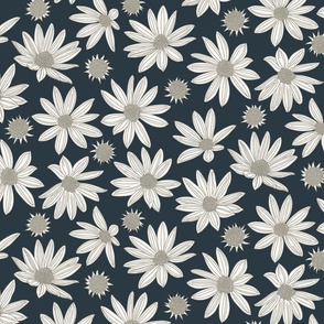 summer's end helianthus floral XL scale charcoal by Pippa Shaw