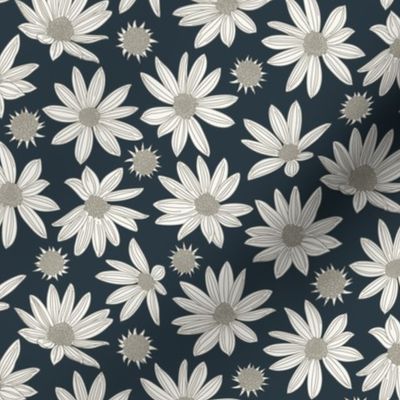 summer's end helianthus floral L scale charcoal by Pippa Shaw