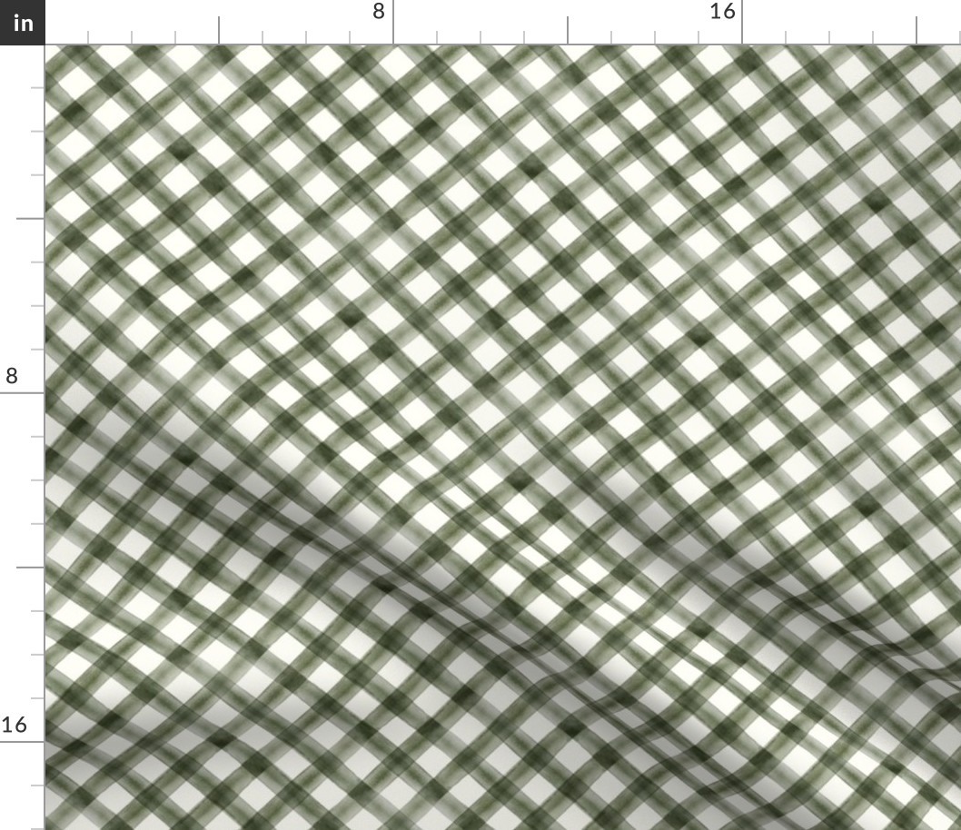 (small scale) watercolor plaid - fall - thanksgiving green - (45) LAD19