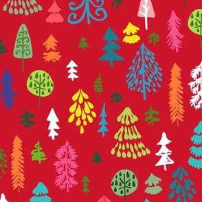 Whimsical Forest red multi large