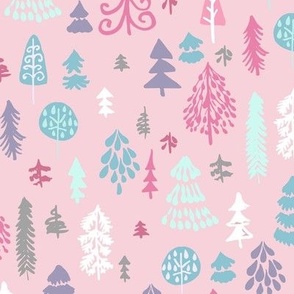 Whimsical Forest pink pastel large