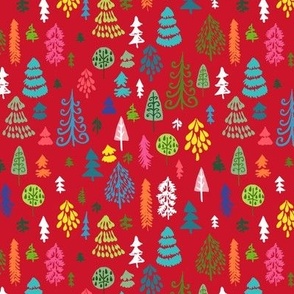 Whimsical Forest red multi small