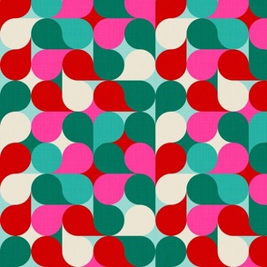 SMALL • Abstract Retro Christmas Drops in Red, Pink, Green #abstractgeometry #Retrochristmas