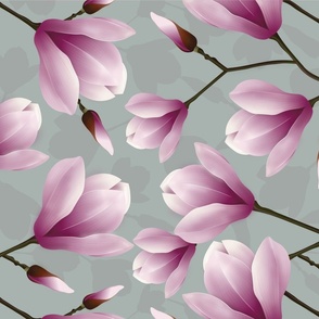 Sage green botanicals magnolias - TEA TOWEL