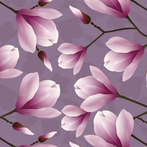 Purple botanicals magnolias - TEA TOWEL