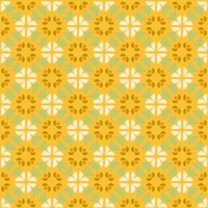 block print organic geometric medallion bright sunny yellow small scale blender