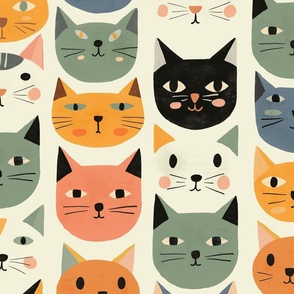 Vintage cats retro kitty L